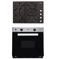 Combo Horno de Empotrar  60 cm Mixto 110 V Gas Natural Inoxidable Negro H60EEVAL005 + Estufa Empotrable 4 Puestos 60x43 de Cristal a Gas Natural CCR60-F4P-SBF031