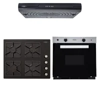 Combo Campana Extractora 60 cm Tofu Negro + Horno de Empotrar  60 cm Mixto 110 V Gas Natural Inoxidable Negro H60EEVAL005 + Estufa Empotrable 4 Puestos 60x51 cm de Cristal a Gas Natural CCR60-F4P-SBF031
