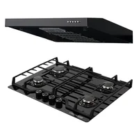 Combo Campana Extractora Horizontal 60 cm 3 Velocidades Negro CX4310 + Estufa 4 Puestos 65X52 cm Vidrio SQ 6765