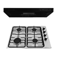 Combo Estufa Empotrable 58.5X43.5 cm 4 Puestos Inoxidable + Campana Horizontal 60Cm 220M3/H 2 Velocidades Negro CX4000