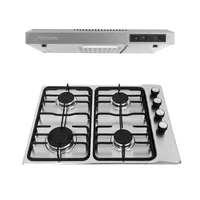 Combo Estufa Empotrable 58.5X43.5 cm 4 Puestos Inoxidable + Campana Horizontal Acero Inoxidable 60Cm 220M3/H 2V CX4000