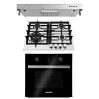 Combo Campana Horizontal Extractora 60 cm Acero Inoxidable 220M3/H CX4300 + Horno de Empotrar Mixto 59,5x 59,5cm Negro + Estufa Empotrable 4 Puestos 60 cm Gas Natural y Propano SV6860