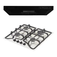 Combo Estufa Empotrable a Gas Natura o Propano 4 Quemadores 58.5 X 51 cm Inoxidable + Campana Horizontal 60Cm 220M3/H 2 Velocidades Negro CX4000