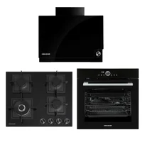 Combo Campana Península Challenger 60 cm 3 Velocidades Cx 4965 Negro + Estufa de Empotrar Gas Natural Vidrio Negro 60 cm Sau 6769 Ei Challenger + Horno de Empotrar Eléctrico Challenger 60 cm 75 L 220 V Negro He 9661