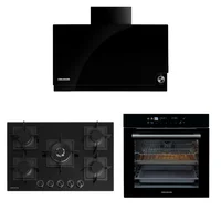 Combo Campana Península Challenger 75 cm 3 Velocidades CXS 4975 Negro + Estufa de Empotrar Gas Natural Vidrio Negro para Uso Doméstico 76 cm Sau 6771 Ei Challenger + Horno de Empotrar Eléctrico Challenger 60 cm 75 L 220 V Negro He 9662