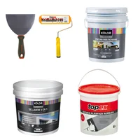 Combo Pintura Para Exterior Fachadas Premium Blanco Kolor 5 Galones + Estuco Plástico Interior/ Exterior 1 Galón Topex + Espátula 6 Pulgadas Flexible + Rodillo 9 Pulgadas Powerfull Efecto Felpa + Sellador Exterior 3 en 1 para Superficies Alcalinas Kolor 1 Galón