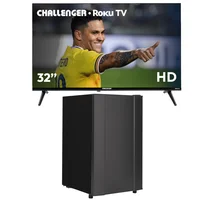Combo Minibar 121 Litros Brutos Titanium Negro Cr 121 + Televisor 32 Pulgadas HD Sistema Operativo Roku 32kr14 T2 Challenger