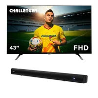 Combo Barra de Sonido Challenger Bluetooth 50W Sb50y + Televisor 43 Pulgadas Challenger Led 43kg90 Bt T2 Google Tv