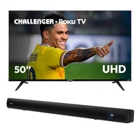 Combo Barra de Sonido Challenger Bluetooth 50W Sb50y + Televisor 50 Pulgadas UHD Sistema Operativo Roku 50kr15 T2 Challenger
