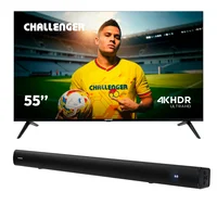 Combo Barra de Sonido Challenger Bluetooth 50W Sb50y + Televisor 55 Pulgadas Google TV UHDG 55tg2771 Bt Challenger