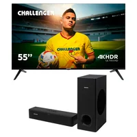 Combo Barra de Sonido Challenger 2Bluetooth 80W Sb80y con Subwoofer + Televisor 55 Pulgadas Google TV UHDG 55tg2771 Bt Challenger