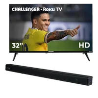 Combo Barra de Sonido Challenger Bluetooth 30W Sb30y + Televisor 32 Pulgadas HD Sistema Operativo Roku 32kr14 T2 Challenger