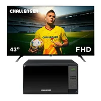 Combo Horno Microondas Hm 8008 Negro + Televisor 43 Pulgadas Challenger Led 43kg90 Bt T2 Google Tv