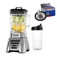 Combo Cuchilla Xpert para licuadora BLSTAC3090-011 + Licuadora Xpert Series Osterccon control de textura, Vaso de vidrio 2 Litros + Vaso portatil Blend&Go, Color Platedo
