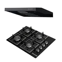 Combo Estufa Challeger Empotrable Gas Natural 60x44 cm 4 Puestos Vidrio Squad + Campana Extractora Horizontal Challenger 60 cm 3 Velocidades Negro CX4310