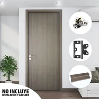 Combo Puerta Gris Plata 85x200cm + Marco Gris Plata + Cerradura Bano Satinada Karson + Bisagras 3 Pulgadas