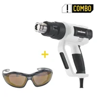 Combo Pistola De Calor 1800W 50-650C 250-500L/Min Uberma + Gafa Seguridad Espejado Dorado Equis5 Ubermann