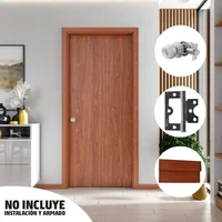 Combo  Puerta Cedro Silvestre 80x200cm + Marco Cedro Clasico + Cerradura Alcoba Satinada + Bisagra Omega Puerta 3pulg