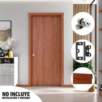 Combo  Puerta Cedro Silvestre 70x200cm + Marco Cedro Clasico + Cerradura Baño Satinada + Bisagra Omega Puerta 3pulg