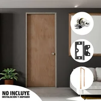 Combo Puerta Triplex Okume 75x200cm + Marco Pino 8x210x100x3cm + Cerradura Baño + Bisagras 3 Pulgadas
