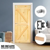 Combo Puerta Pino Granero 86x203cm + Marco Pino + Cerradura Alcoba Zatinada + Bisagra Zincada 3 Unidades x 3 Pulgadas