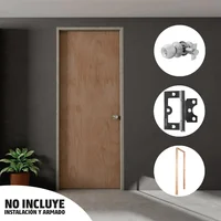 Combo Puerta Triplex Okume 80x200cm + Marco Pino 6x215x100x3cm + Cerradura Alcoba + Pack 3 Bisagras Omega 3 Pulgadas