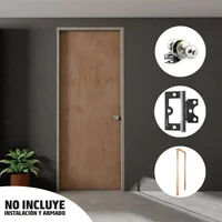 Combo Puerta Triplex Okume 85x200cm + Marco Pino 6x215x100x3cm + Cerradura Baño + Pack 3 Bisagras Omega 3 Pulgadas