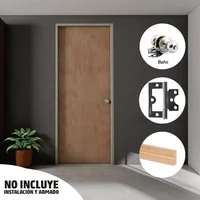 Combo Puerta Triplex Okume 60x200cm + Marco Pino 8x210x100x3cm + Cerradura Baño + Pack 3 Bisagras Omega 3 Pulgadas