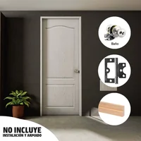Combo Puerta Prepintada 70x200cm Prestige + Marco Pino 8cm + Cerradura Baño + Pack 3 Bisagras Omega 3 Pulgadas