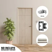 Combo Puerta Chantilli 70x210cm + Marco Puerta Agl 3x8x2.1 Chantilli + Cerradura Alcoba Pomo Acero + Pack 3 Bisagras Omega 3 Pulgadas