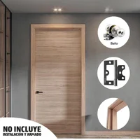 Combo Puerta Baltimore Horizontal 65x208cm + Marco Baltimore 8x240cm + Cerradura Baño Satinada Karson + Pack 3 Bisagras Omega 3 Pulgadas