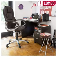 Silla Escritorio con Brazos y Respaldo Alto Café Version 3D