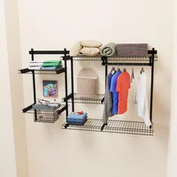 Combo Mueble En Rejilla Mix Inka Negro + Armado Closet Metalico Hasta 2.0M Ancho Int