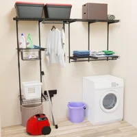 Combo Mueble En Rejilla Mix Kavala Negro + Armado Closet Metalico Hasta 2.0M Ancho Int