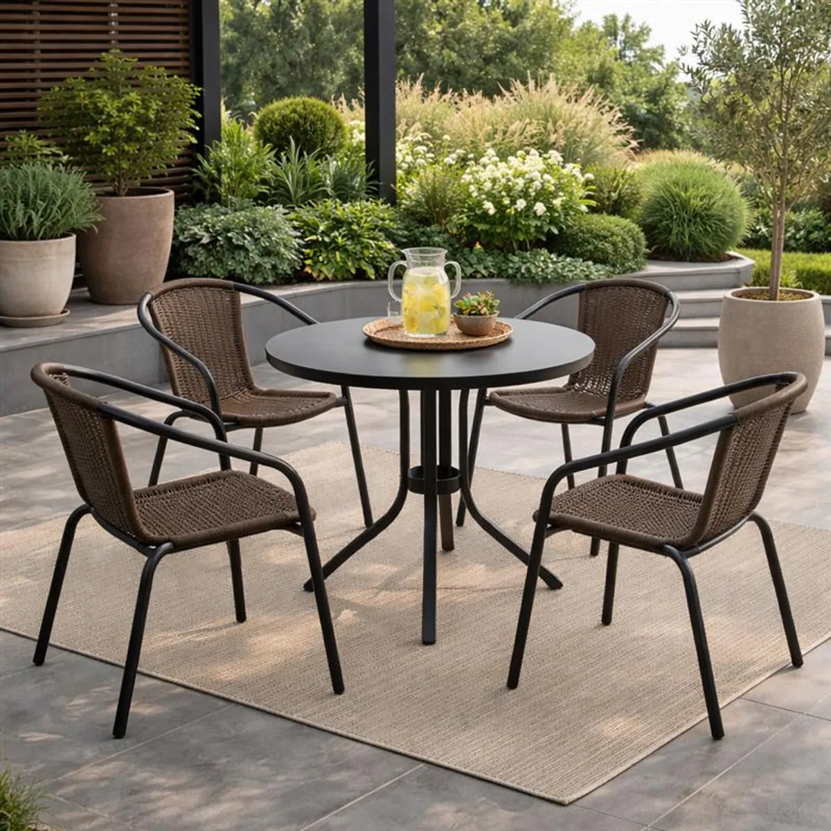 Just Home Collection - Silla de Poliratán/Aluminio Apilable