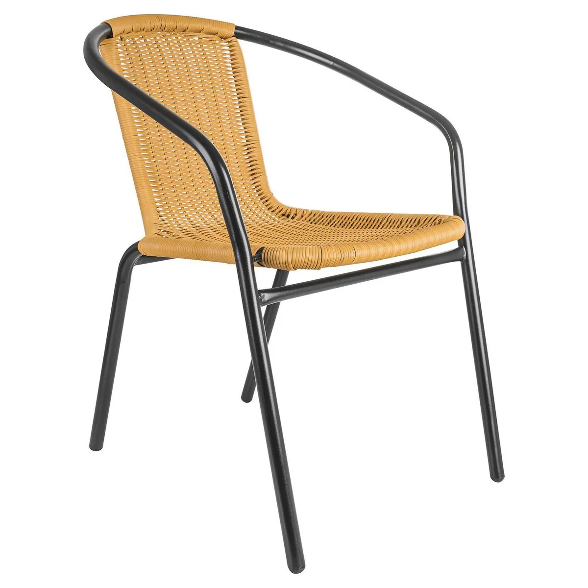 Just Home Collection - Silla de Poliratán/Aluminio Apilable Amarillo