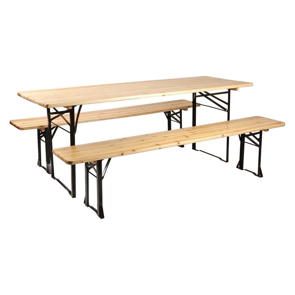 Klimber - Set camping mesa y bancos madera 3 piezas