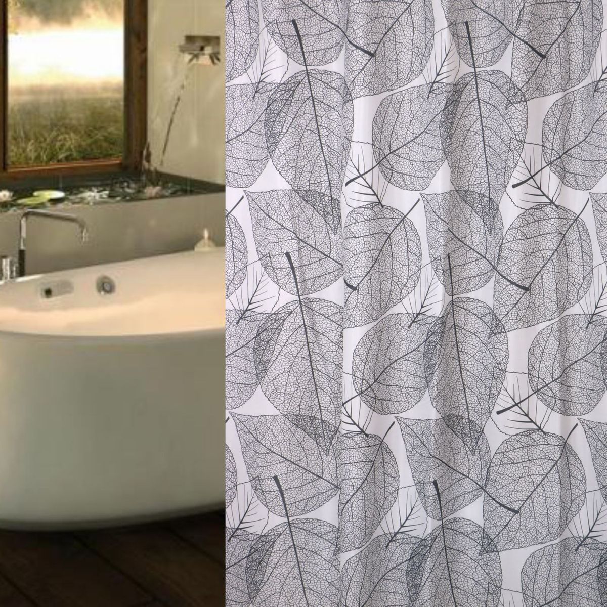 Cortina de baño Hojas up 180x180 cm, marca Just Home Collection - Foto 2