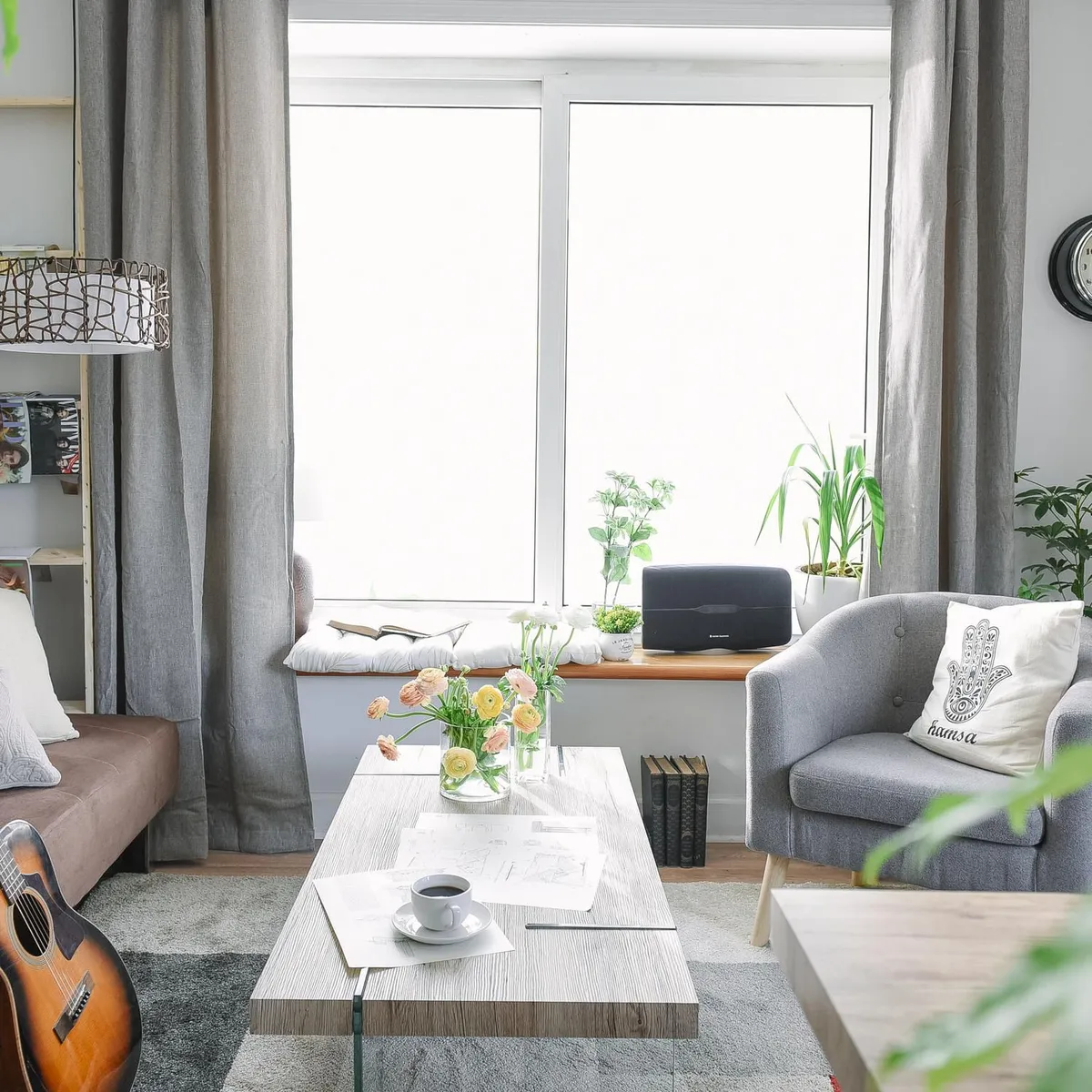Just Home Collection - Set 2 cortinas Lucca grafito 140x250cm.