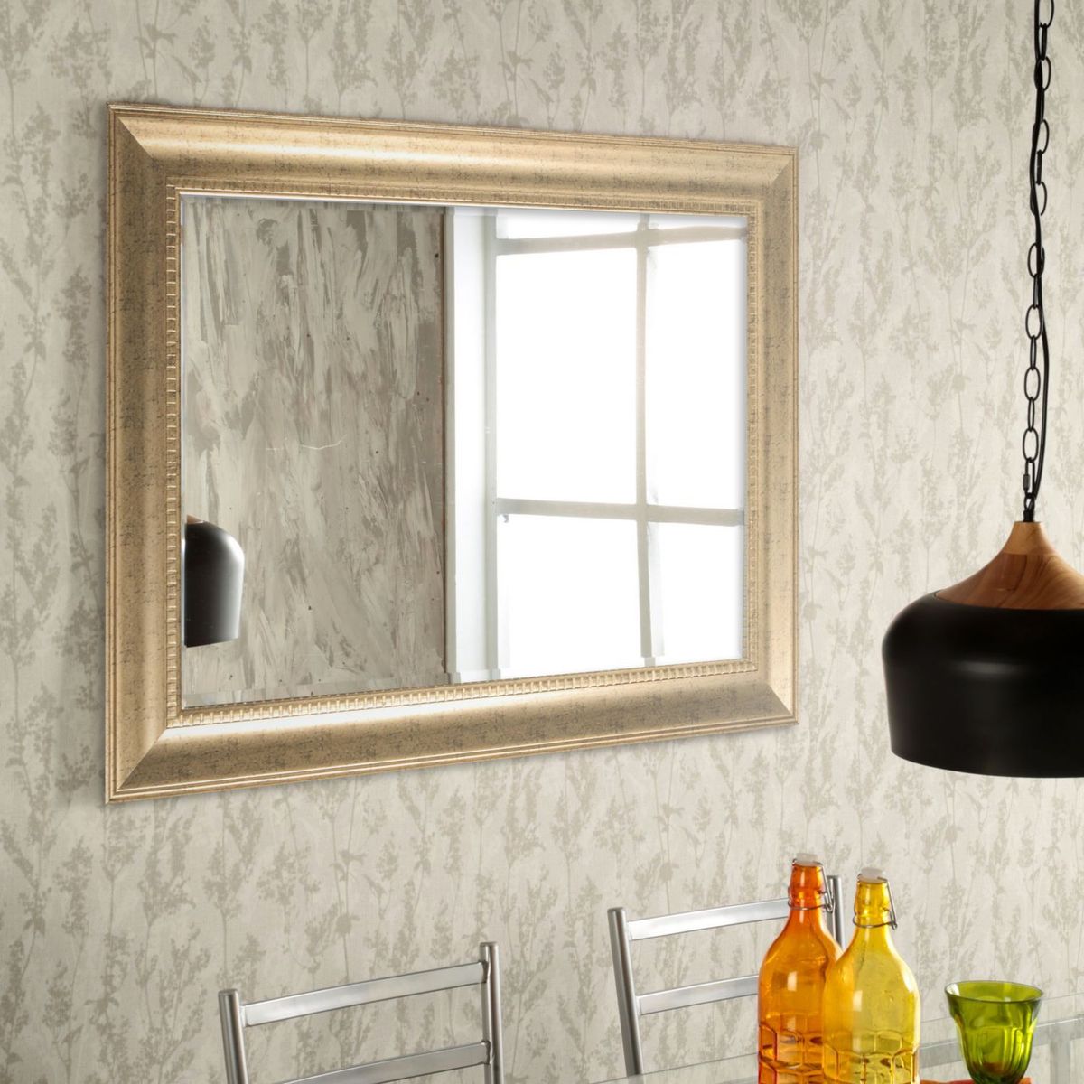 Just Home Collection - Espejo Decorativo Rectangular de 78 x 108 cm Dorado