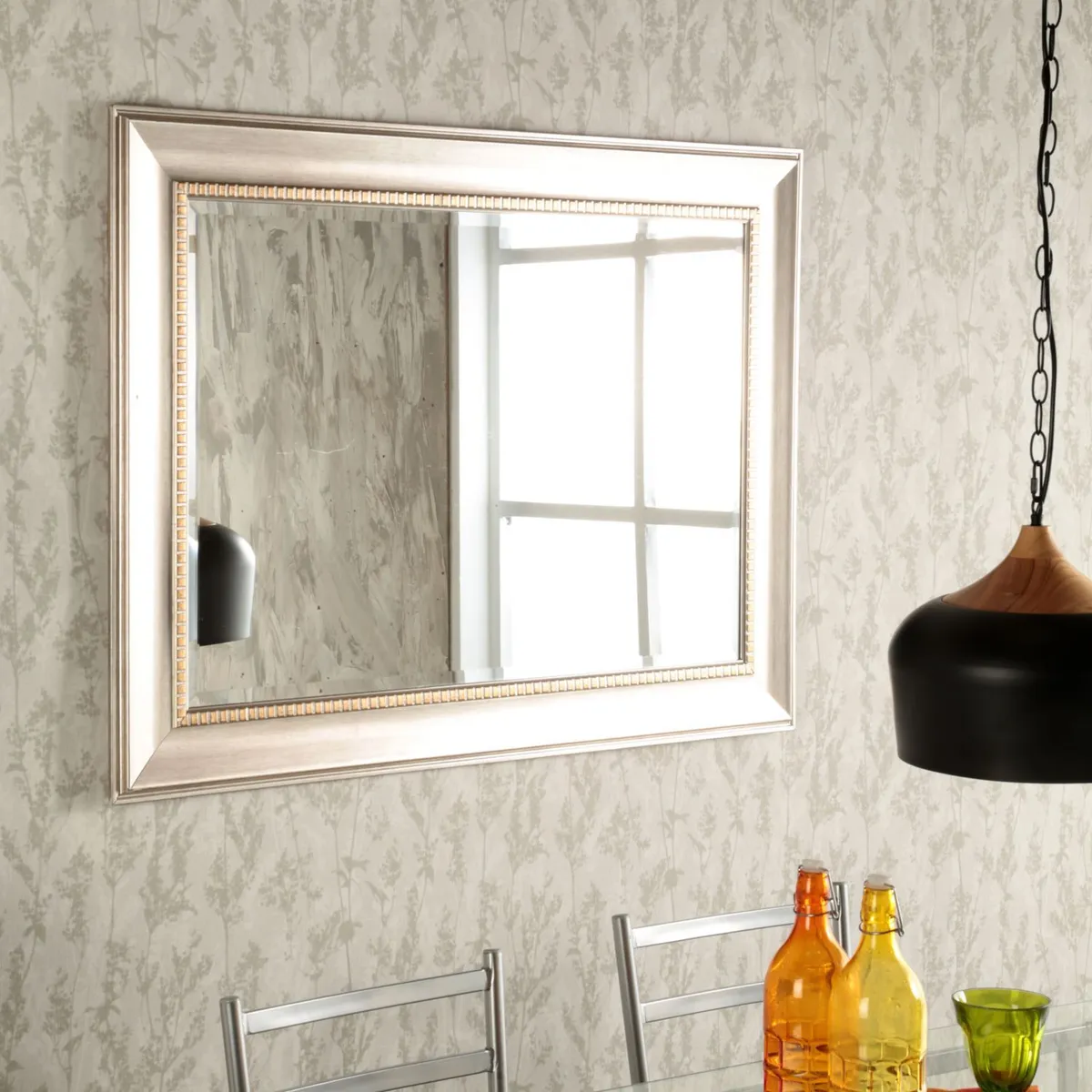 Just Home Collection - Espejo Decorativo Rectangular de 78 x 108 cm Plata