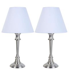 Set de 2 Lámparas de buró Lille 60W E27 Blanco
