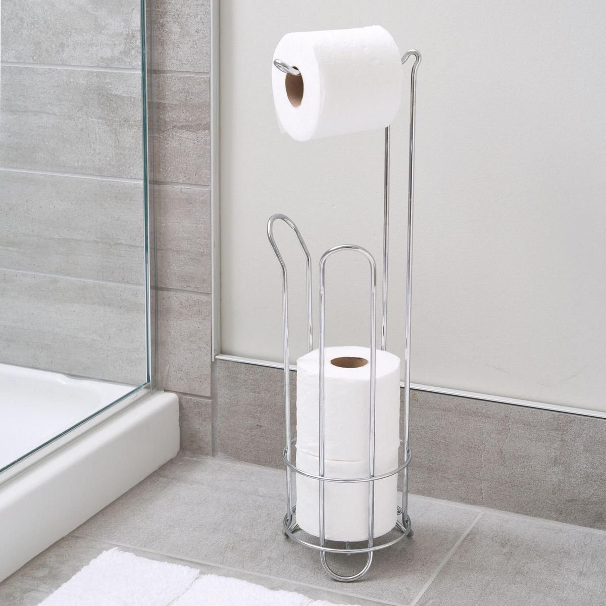 Porta rollos de pedestal metálico, marca Interdesign - Foto 2