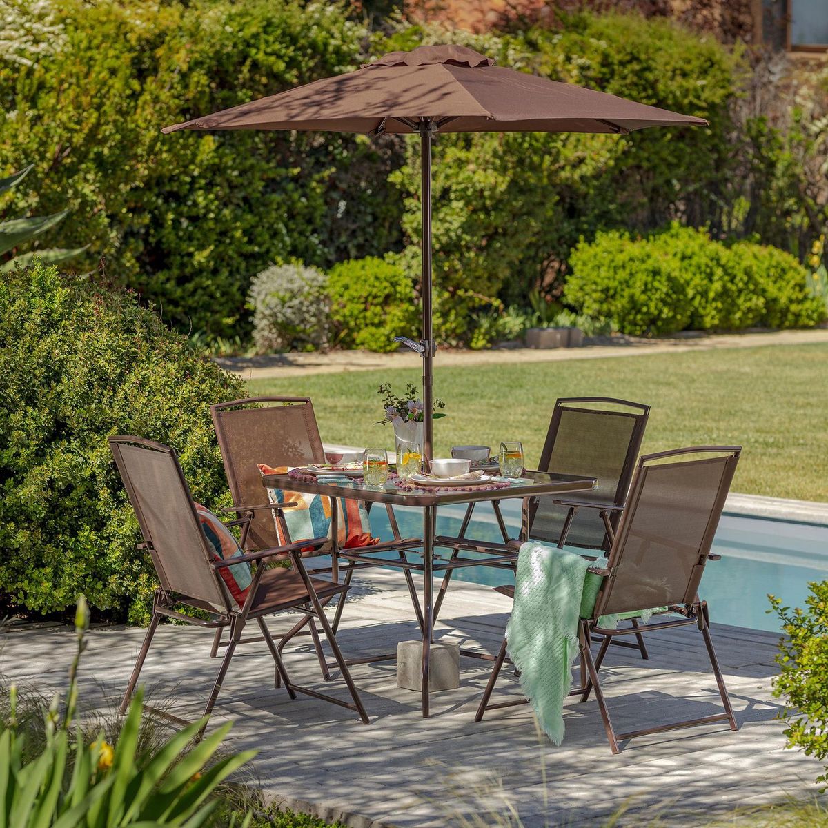 Just Home Collection - Juego de Comedor para Exterior Menorca 4 Personas