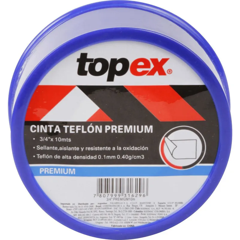 Topex - Cinta teflón 3/4" x10 m premium
