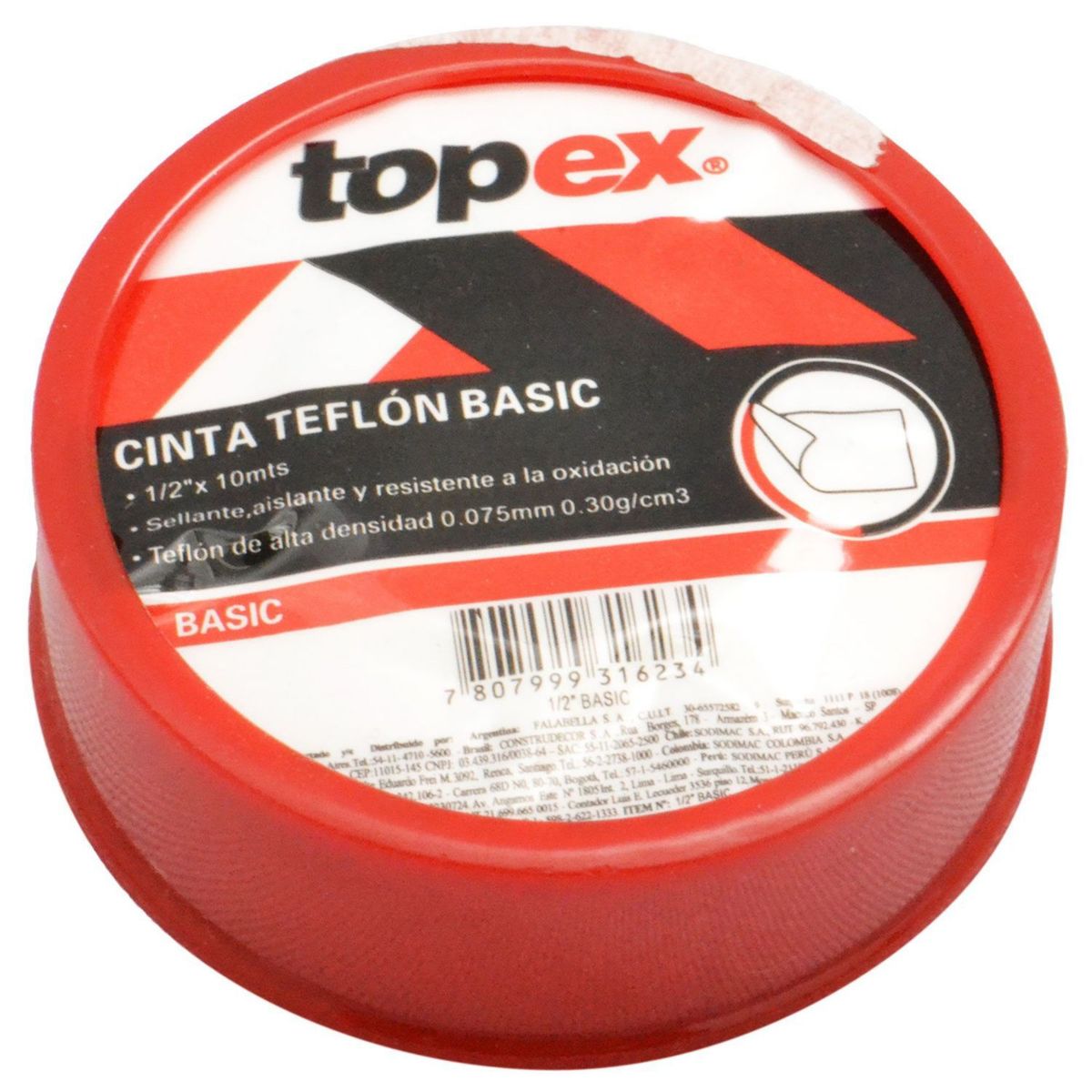 Topex - Cinta teflón 1/2'' x 10 m