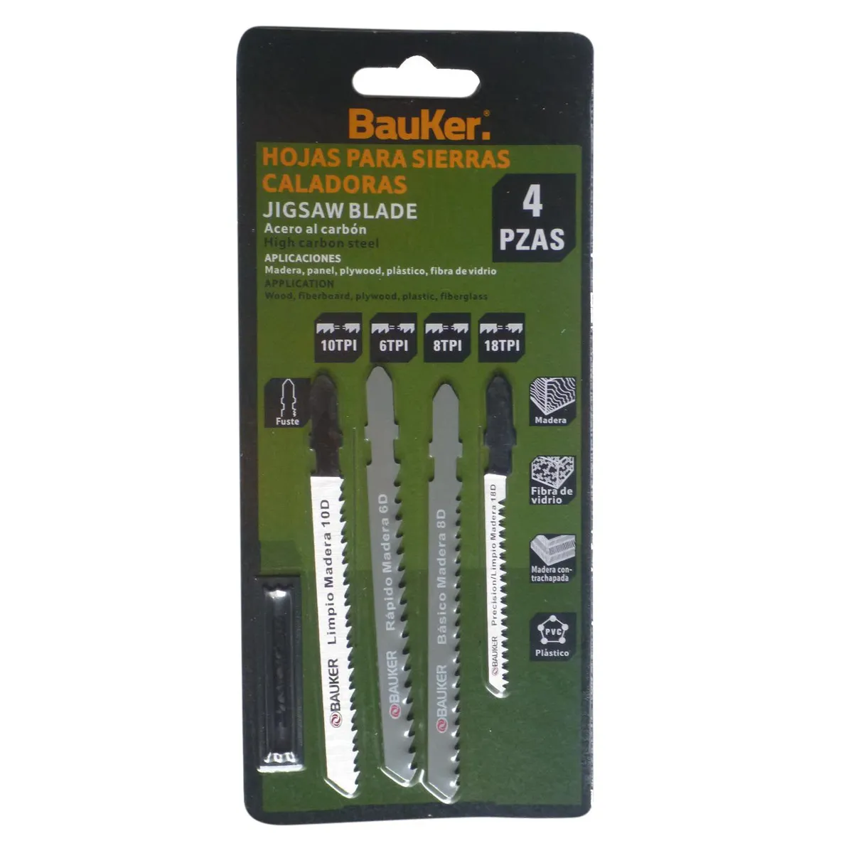  - Set hojas de calar tipo T 4 piezas bauker