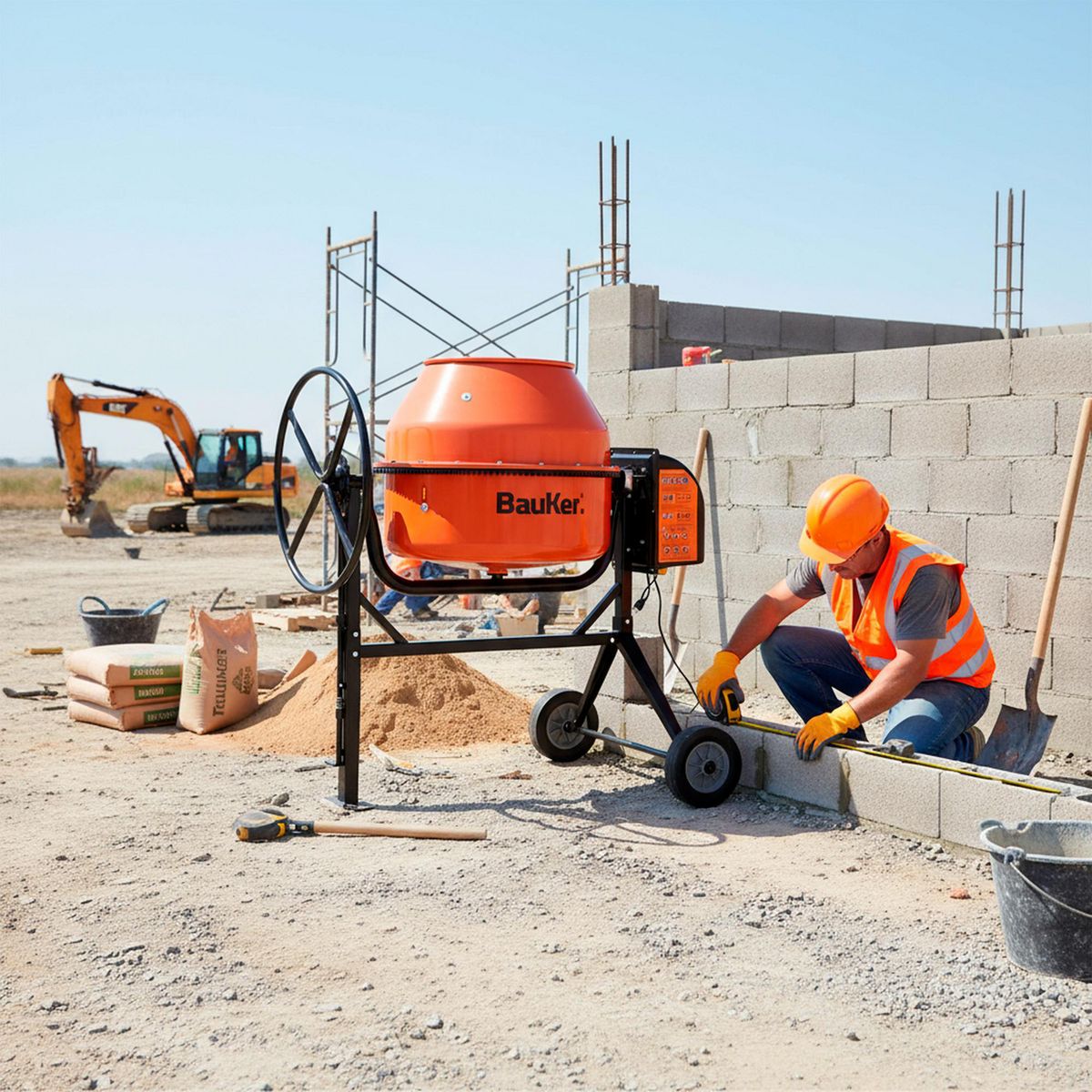  - Revolvedora de Concreto con Motor Eléctrico 210 lts, Bauker