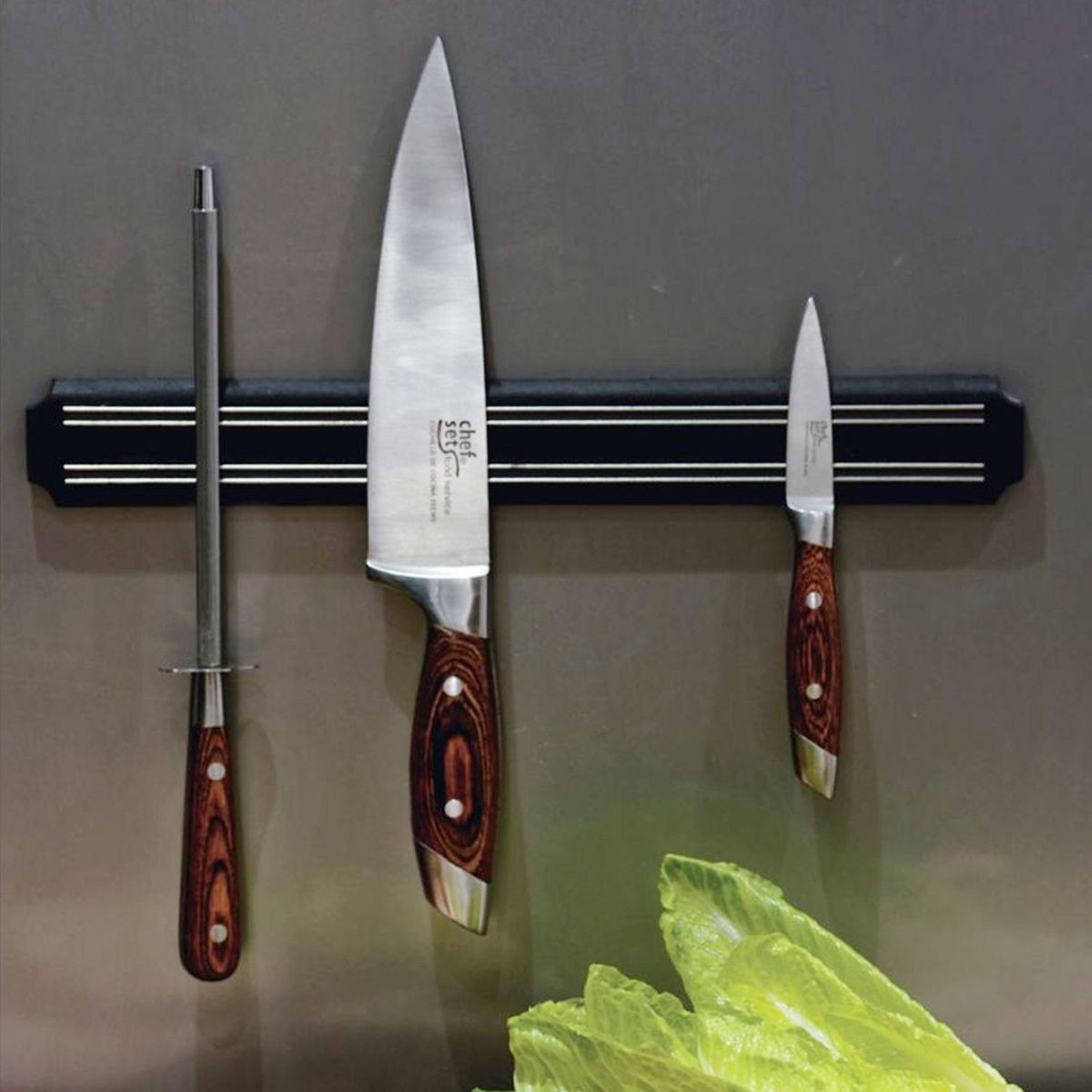 Just Home Collection - Afilador de cuchillos con mango de madera 19 cm