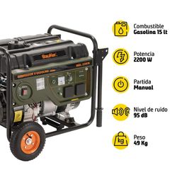 Generador Eléctrico a Gasolina 15 L 2200 W Bauker